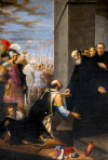 Meeting between S. Benedict and Totila, king of the Goths - Filippo Napoletano 1621 - Basilica of Saint Benedict - Norcia