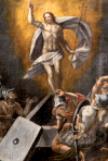 Pittore XVII sec., Particolare della tela della Madonna del Rosario, Chiesa dell`Annunciata, Poggio di Croce